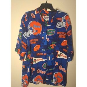 Reyn Spooner Florida Gators Hawaiian Shirt Mens XL Rayon Button Down Blue Orange